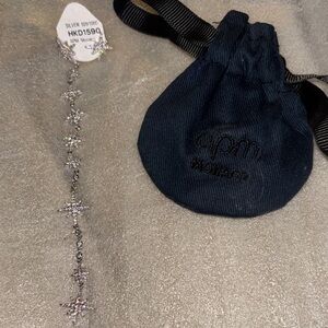 APM Monaco asymmetrical, silver meteorite dangling earrings with dust bag new